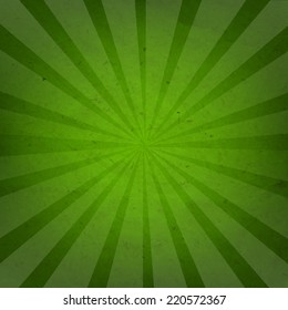 Green Grunge Background Texture With Sunburst With Gradient Mesh, Vector Illustration