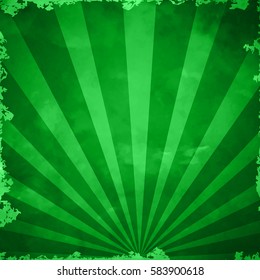 Green Grunge Background Texture With Sunburst With Gradient Mesh, Vector Illustration