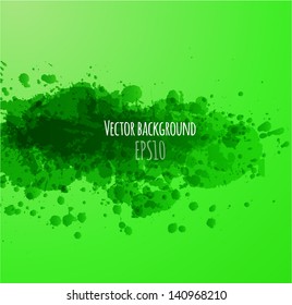 Green grunge background with watercolor effect. Vector illustration.