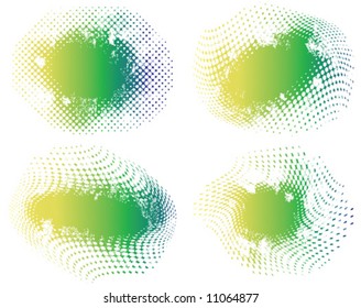 Green grunge banners made from halftone dots with space for text - vector
