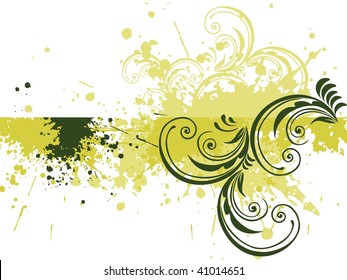 green grunge with beautiful floral artwork