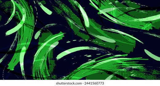 Green Grunge Brush Background with Halftone Effect. Sport Background with Brush Style. Texture Elements