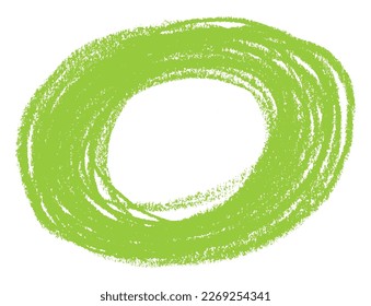 Green grunge circle brush stroke on white background. Vector illustration. Eco badge, organic food label background, dietary supplement, biologically active supplements design. Vector charcoal texture