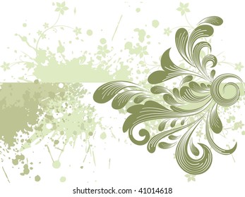 green grunge with creative floral pattern illustration