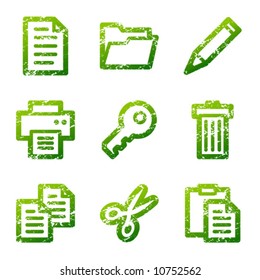 Grüne Grunge-Dokumentkontur-Symbole V2