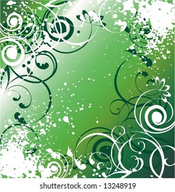 green grunge floral background