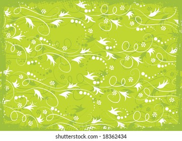 Green grunge floral background