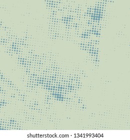 Green grunge halftone background. Old distressed green halftone texture. Abstract pop art design template. EPS10 vector.