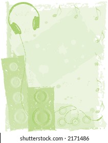 green grunge headphone speaker background - vector file