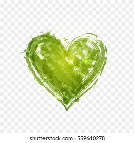 Green grunge heart. Greenery - color of the year 2017