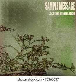 Green Grunge Paper Vector Background with foliage