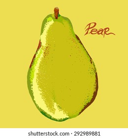 Green grunge pear. Vector illustration
