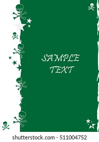 A green grunge, rock n roll music or pirate style background with stars and space for text