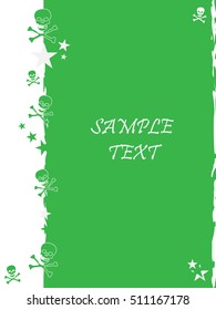 A green grunge, rock n roll music or pirate style background with stars and space for text