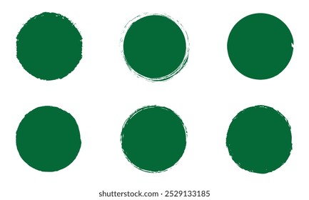 green grunge round shapes on white background.