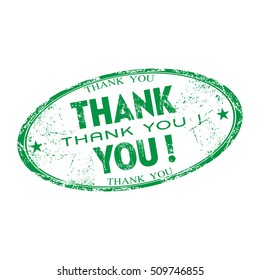 Green grunge rubber oval stamp with the text thank you written inside the stamp
