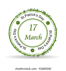 Green grunge rubber stamp with text St. Patrick's Day written inside, vector illustration .