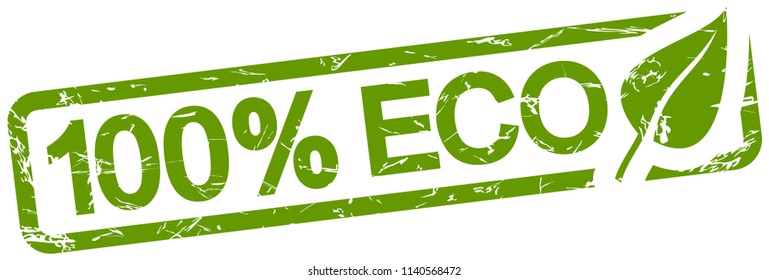 green grunge stamp with text 100% ECO isolated on white background