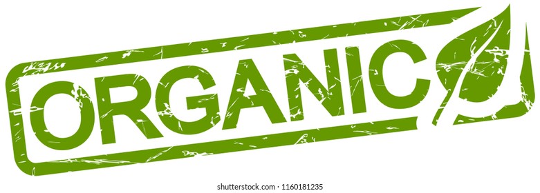 green grunge stamp with text organic isolated on white background