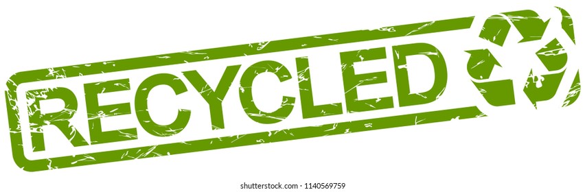 green grunge stamp with text recycled isolated on white background