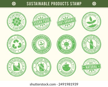 green grunge, sustainable product stamp