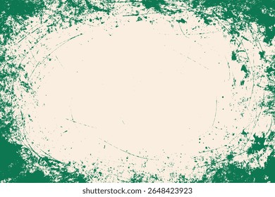 Green grunge texture background. Rustic natural green distressed texture. Rough weathered banner frame. Grungy overlay for ads, banner, poster, eco friendly designs. 