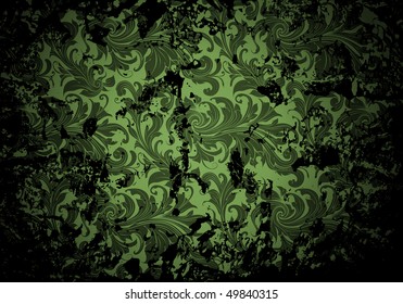 Green Grunge Vintage Muster, Vektorgrafik