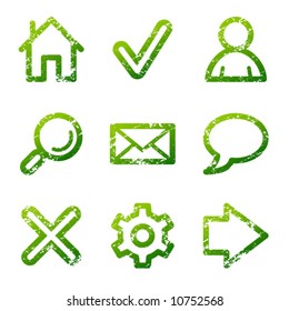 Green grunge web contour icons V2