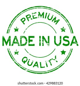 Green grunged rubber stamp "made in USA"