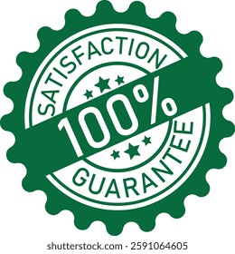 green guarantee seal, 100 percent satisfaction badge, product warranty icon