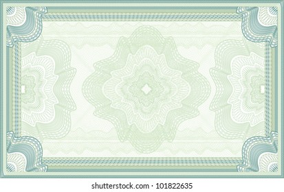 Green Guilloche Certificate, Diploma Or Banknote Background