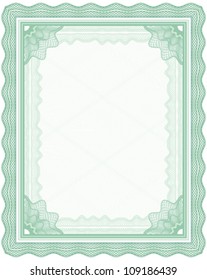Green guilloche frame for certificate, diploma or banknote