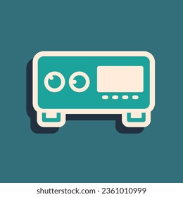 Green Guitar amplifier icon isolated on green background. Musical instrument. Long shadow style. Vector