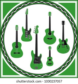 green guitars set vector illustration