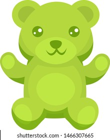 Green gummy bear, illustration, vector on white background.