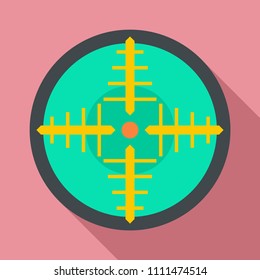 Green gun aim icon. Flat illustration of green gun aim vector icon for web design