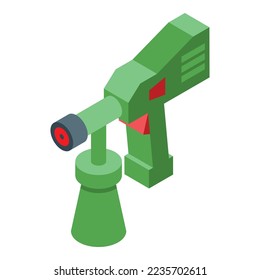 Green gun icon isometric vector. Paint spray. Industrial metal
