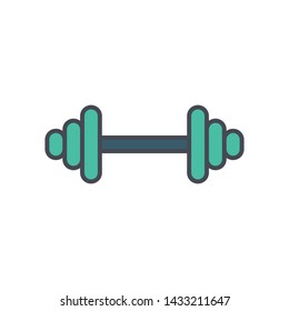 Green gym barbells vector icon