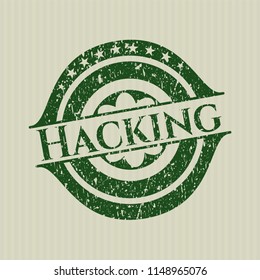 Green Hacking distress rubber stamp with grunge texture