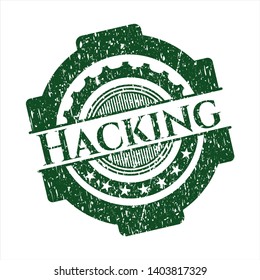 Green Hacking distressed grunge stamp