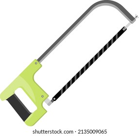 Green hacksaw, illustration, vector on a white background.