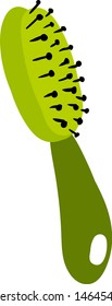 Green hair comb, illustration, vector on white background.