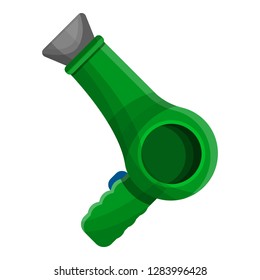 Green hair dryer icon. Cartoon of green hair dryer vector icon for web design isolated on white background