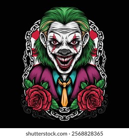 green hair joker clown illustration