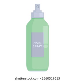 Green hair spray bottle standing upright with the nozzle on top