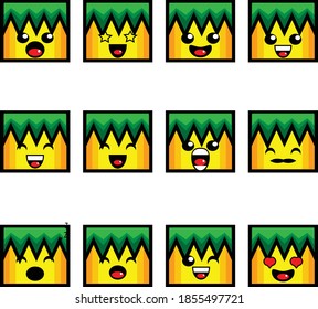 Diseño de ilustración de mascota de la cara linda de cabello verde