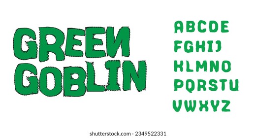 Green Hairy Display Text Font Alphabet Monster Zombie Grass