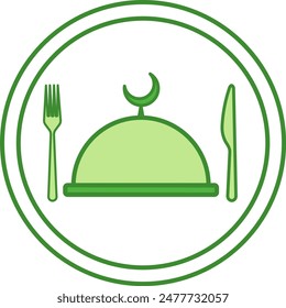 Green Halal Icon. Vector Icon. Approved Muslim Food. Label for Food Packaging