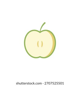Ilustración de rebanada de manzana media verde