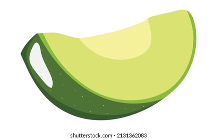 green half avocado on white background